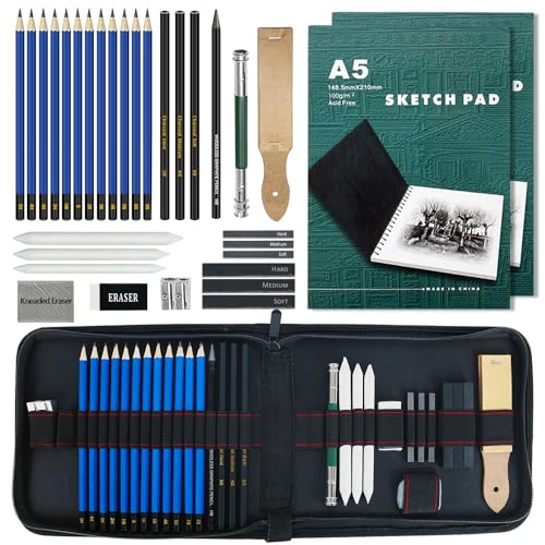 LUCYCAZ Drawing Kit - 55pcs Sketching Kit, Art Supplies for Adults with  Drawing Pencils, Charcoal Pencils and Sketchpad, Drawing Supplies for  Artist
