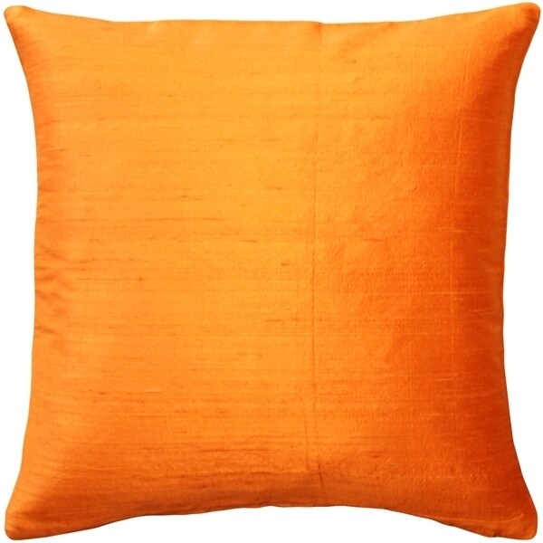 Pillow Decor   - Sankara Orange Silk Throw Pillow 16x16