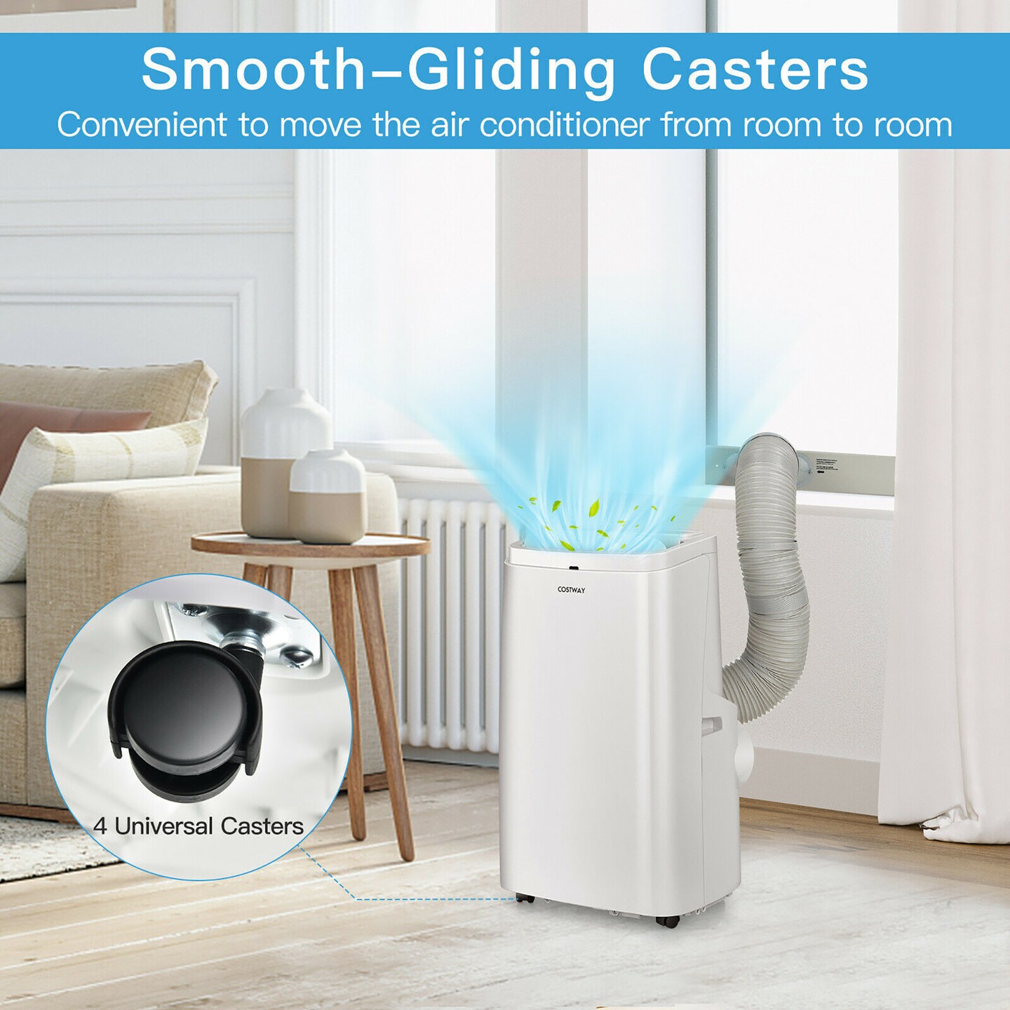 Costway 6350 BTU (9000BTU ASHRAE) Portable Air Conditioner 3-in-1 Air Cooler Fan Dehumidifier w/ Remote