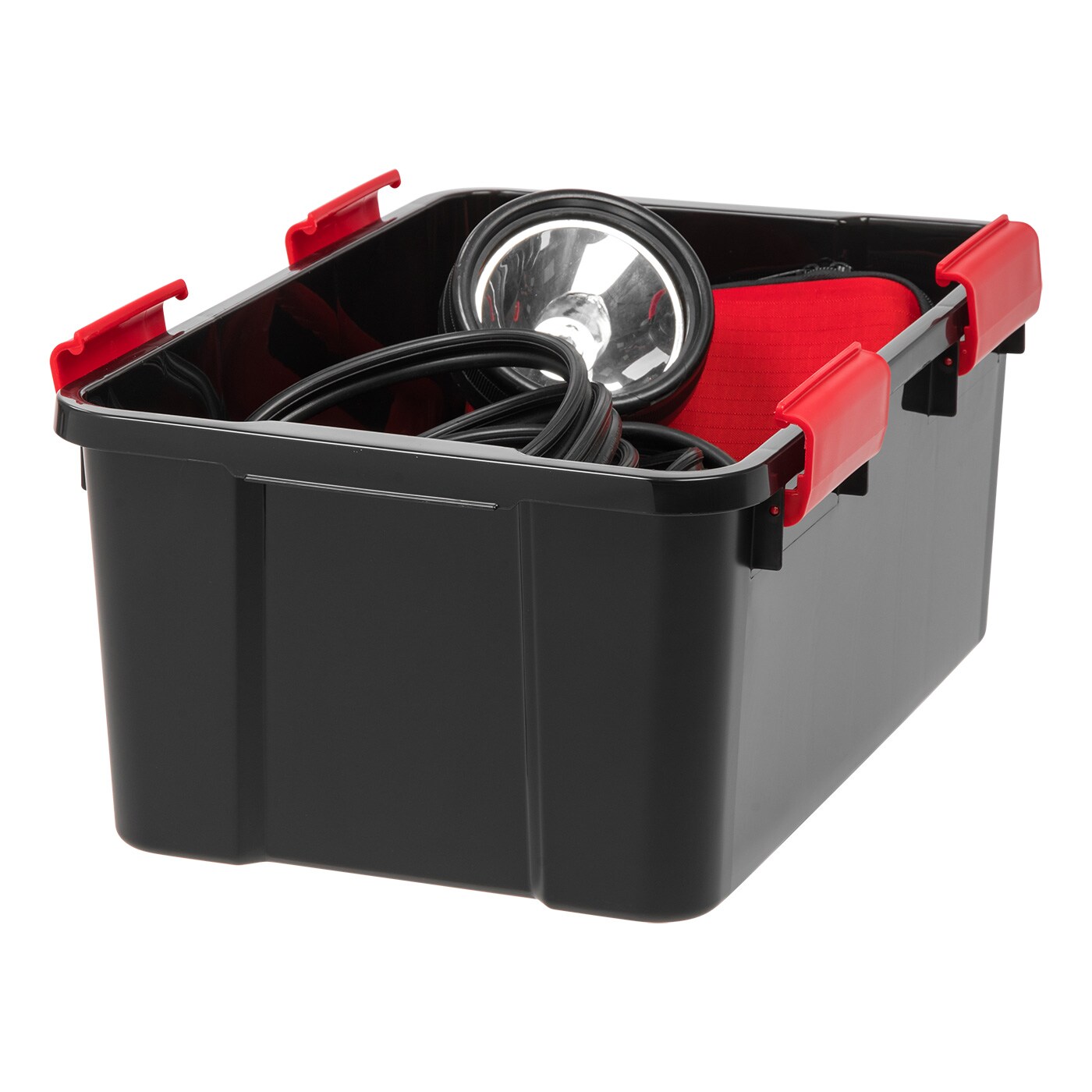 IRIS USA WeatherPro™ Bin Tote Organizing Container, Black/Red