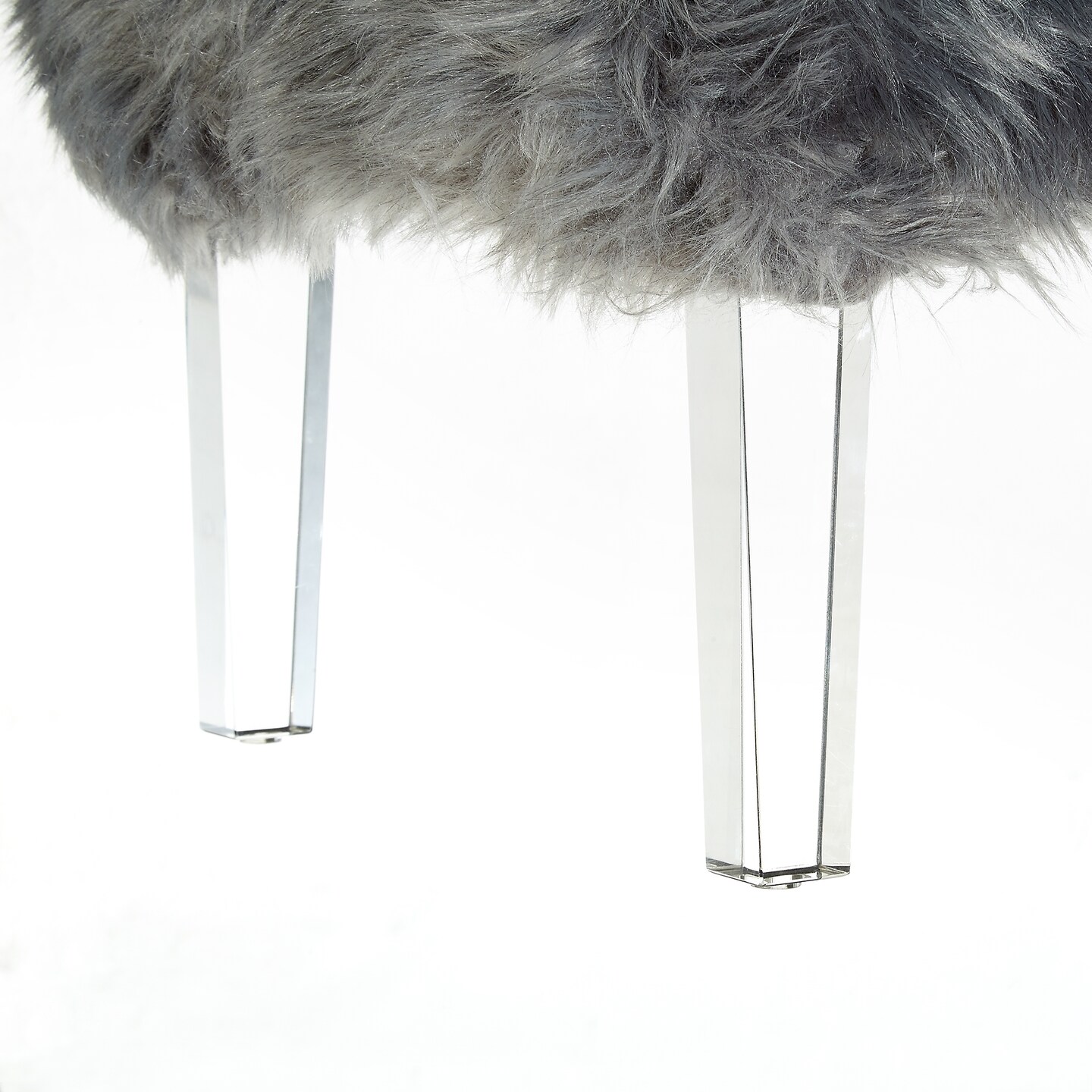 Zelina Luxe Faux Fur Acrylic Leg Ottoman