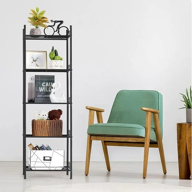 Set of 2 Black, 5 Tier Wire Shelving Unit Metal Storage Organizer Rack