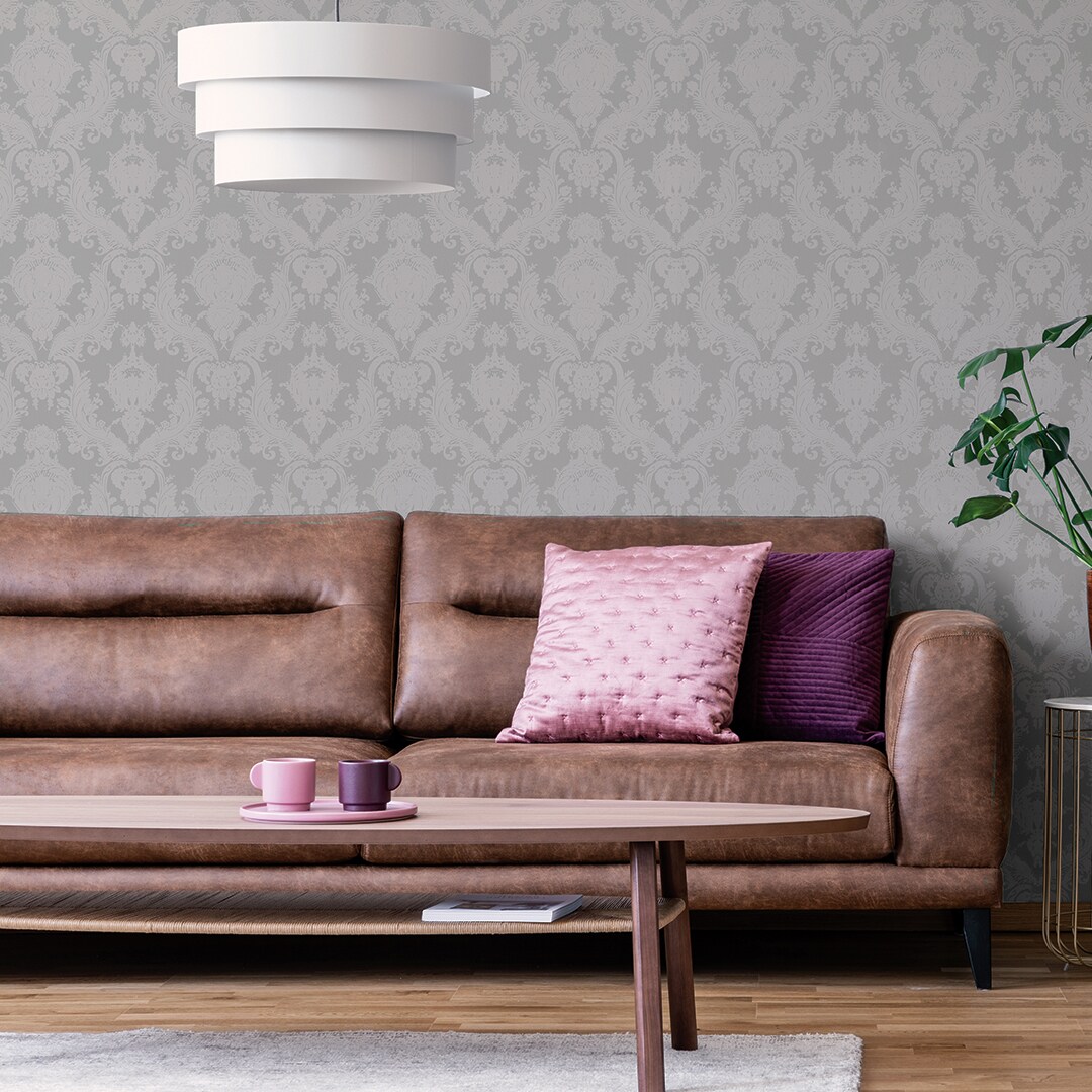 Tempaper Damsel Textured Peel and Stick Wallpaper Metallic Platinum