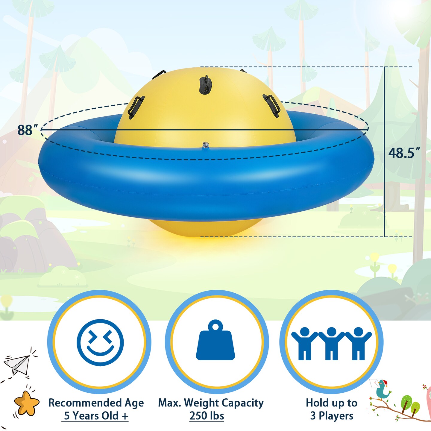 7.5 Foot Giant Inflatable Dome Rocker Bouncer with 6 Built-in Handles for Kids