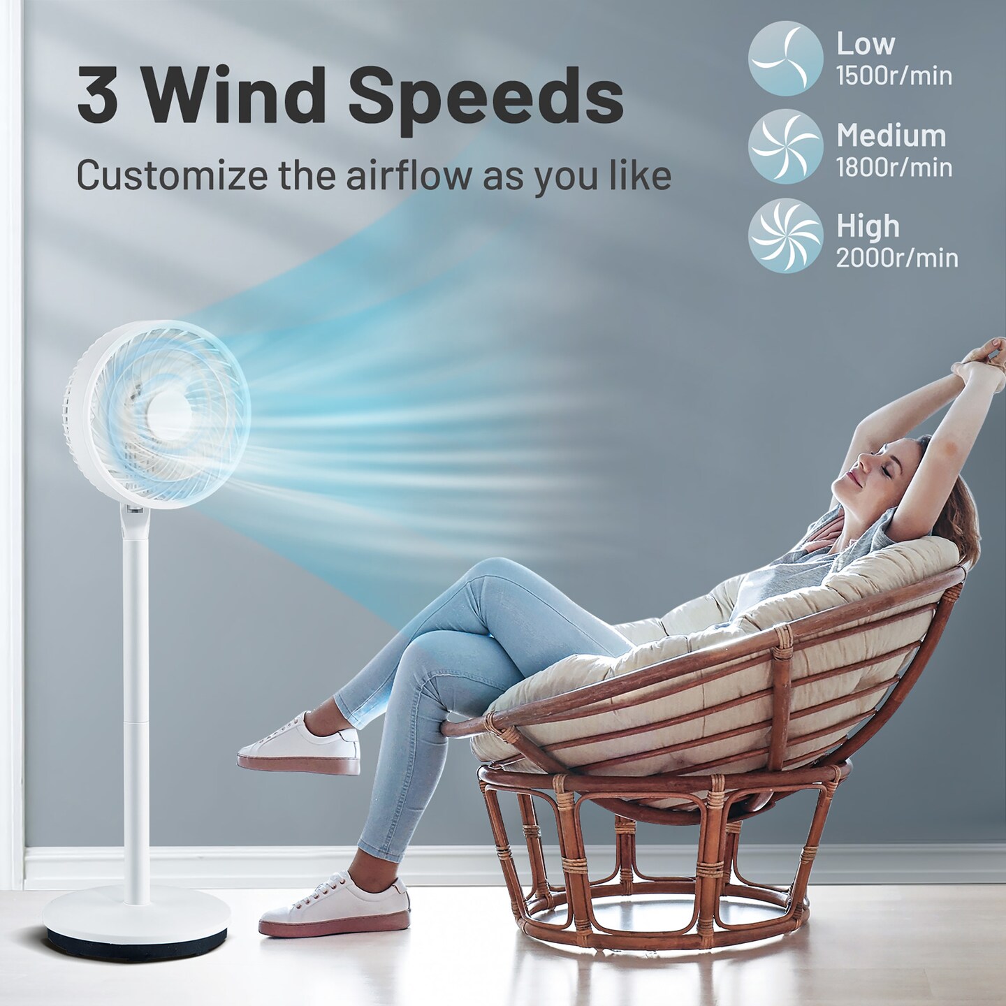 Costway 9&#x27;&#x27; Oscillating Pedestal Fan Portable Floor Fan w/ 3 Adjustable Heights &#x26; Speeds