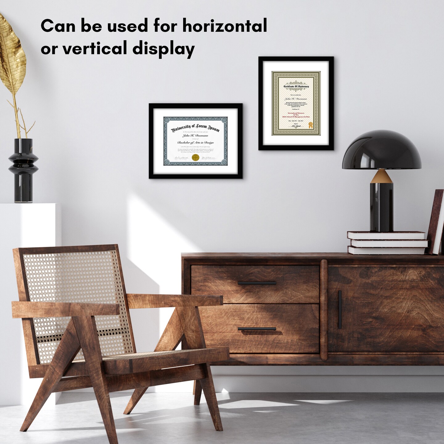 Americanflat 11x14 Diploma Frame - 8.5x11 with Mat or 11x14 without Mat - Certificate Frame for Displaying Documentation - Shatter Resistant Glass - Hanging Hardware