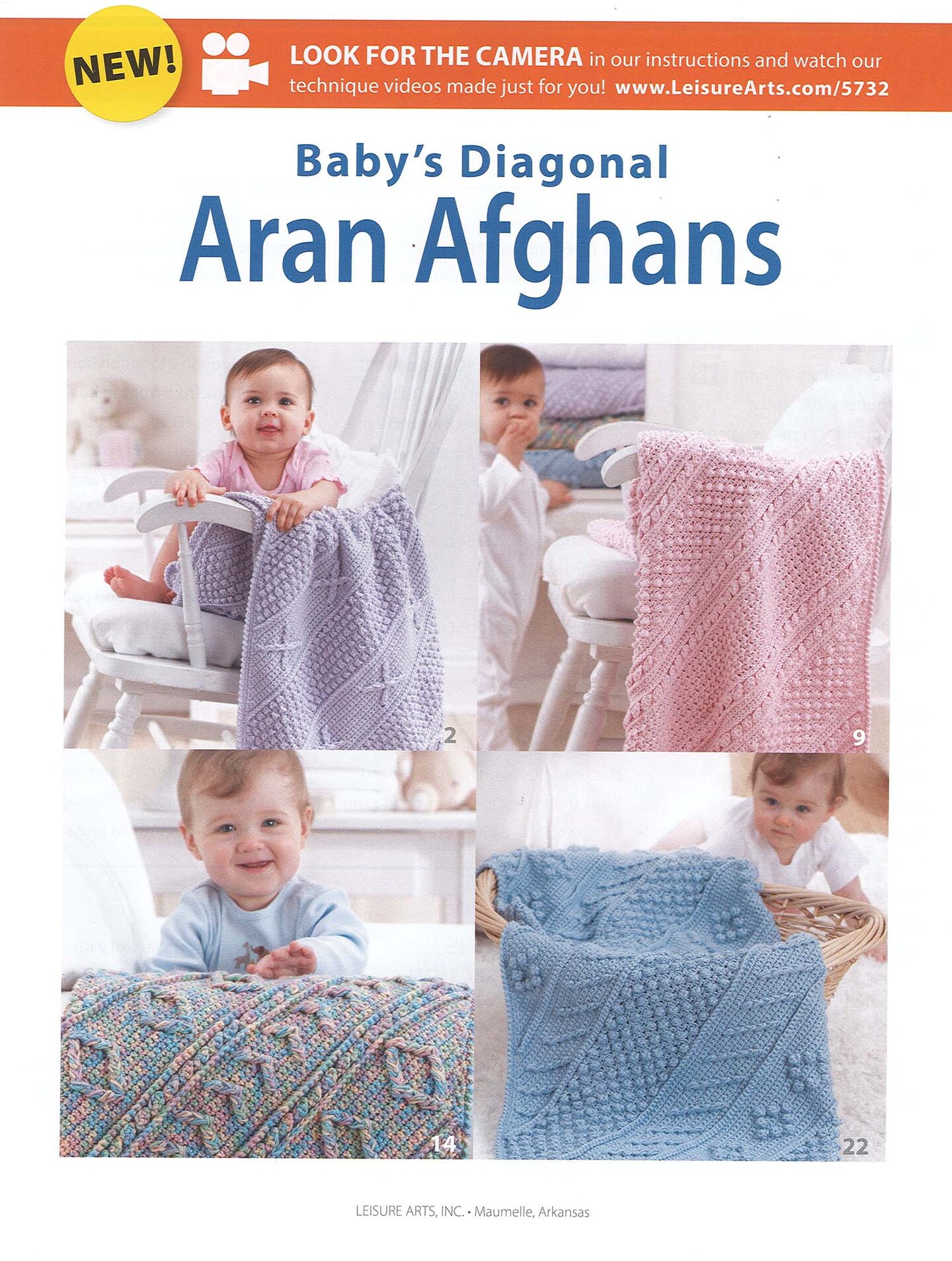 Leisure Arts Baby&#x27;s Diagonal Aran Afghns CrochetBook