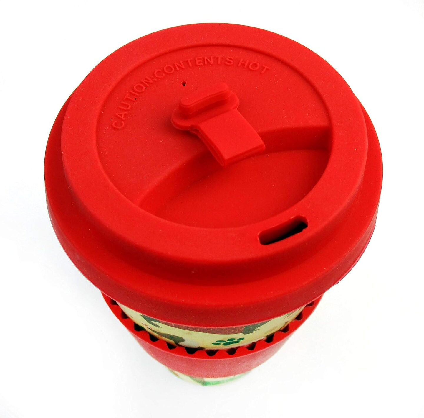 TINYMILLS Eco-Friendly Reusable Plant Fiber 14 oz Travel Mug with Christmas Wiener Dog Design