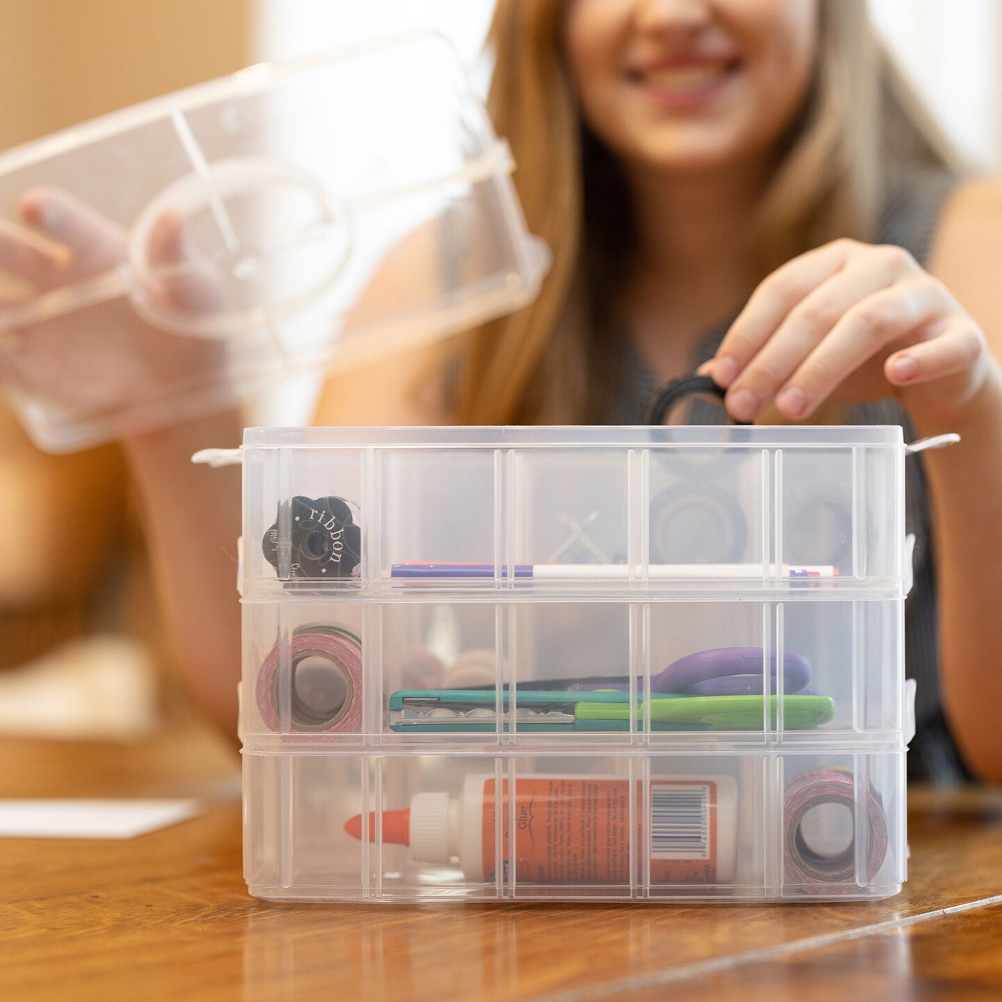 Stackable Storage Container, Clear - 30 Compartments