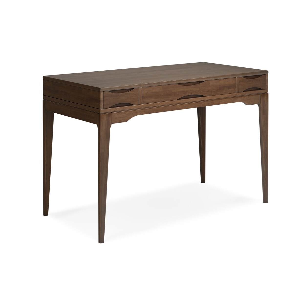 Harper Small Desk Solid Hardwood Walnut Brown 48In With Keyboard Tray
