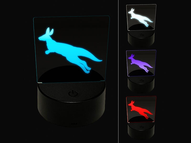 Kangaroo Jumping Solid 3D Illusion LED Night Light Sign Nightstand Desk Lamp