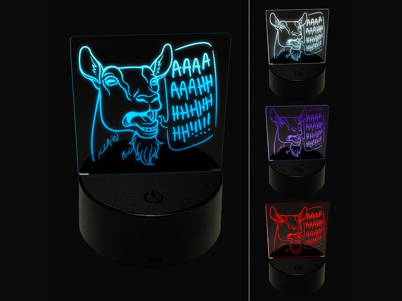 Screaming Goat 3D Illusion LED Night Light Sign Nightstand Desk Lamp