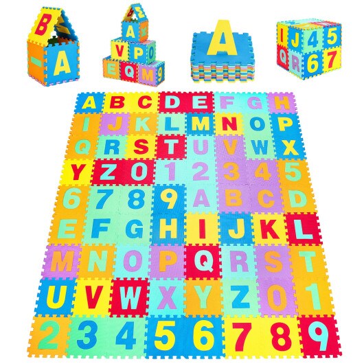 Kids Foam Interlocking Puzzle Play Mat with Alphabet and Numbers 72 Pieces Set Michaels