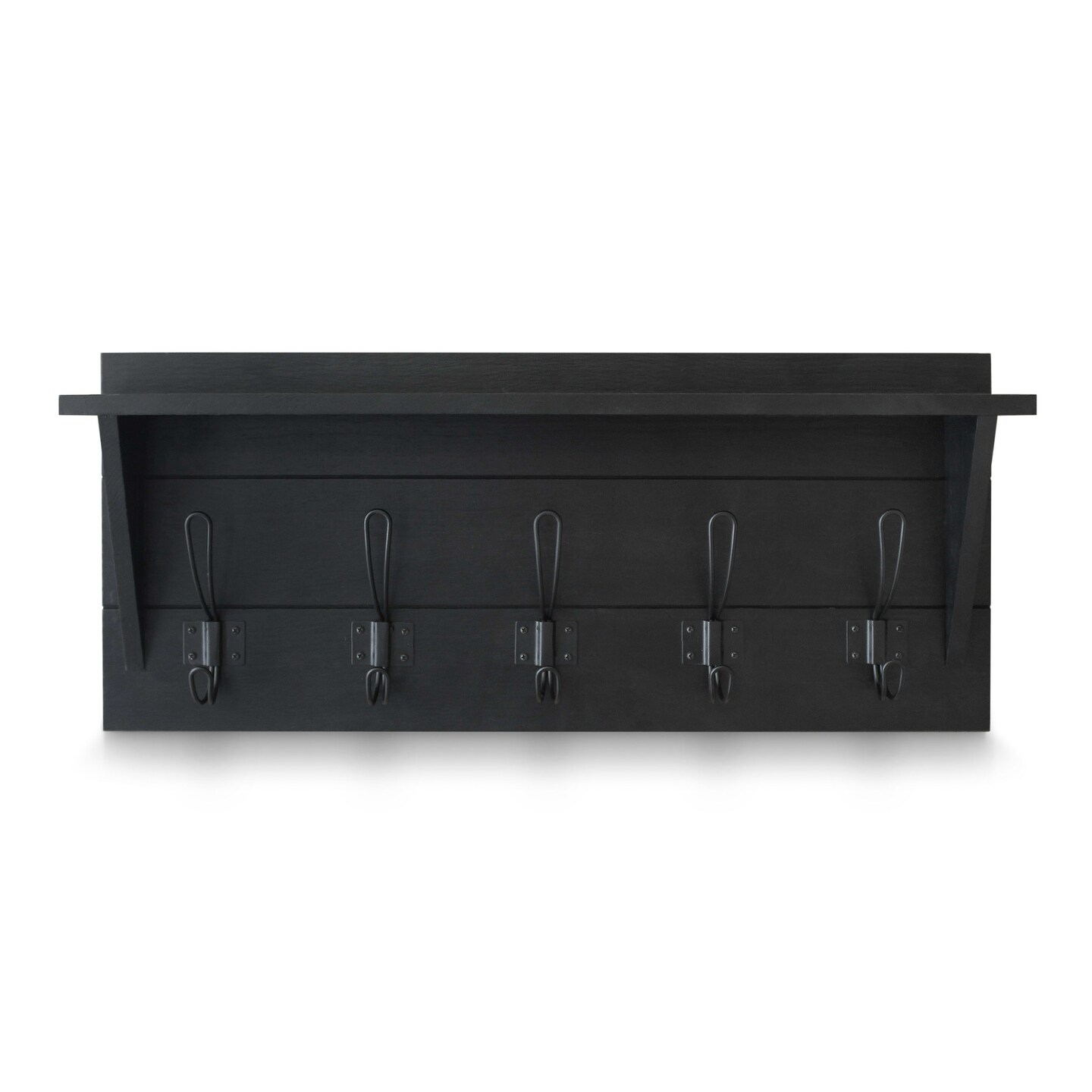 HBCY Creations Rustic Wall Mounted Coat Rack Shelf - Wooden Country Style 24" Entryway Shelf with Hooks - Solid Pine Wood - For Entryway, Kitchen, Bathroom