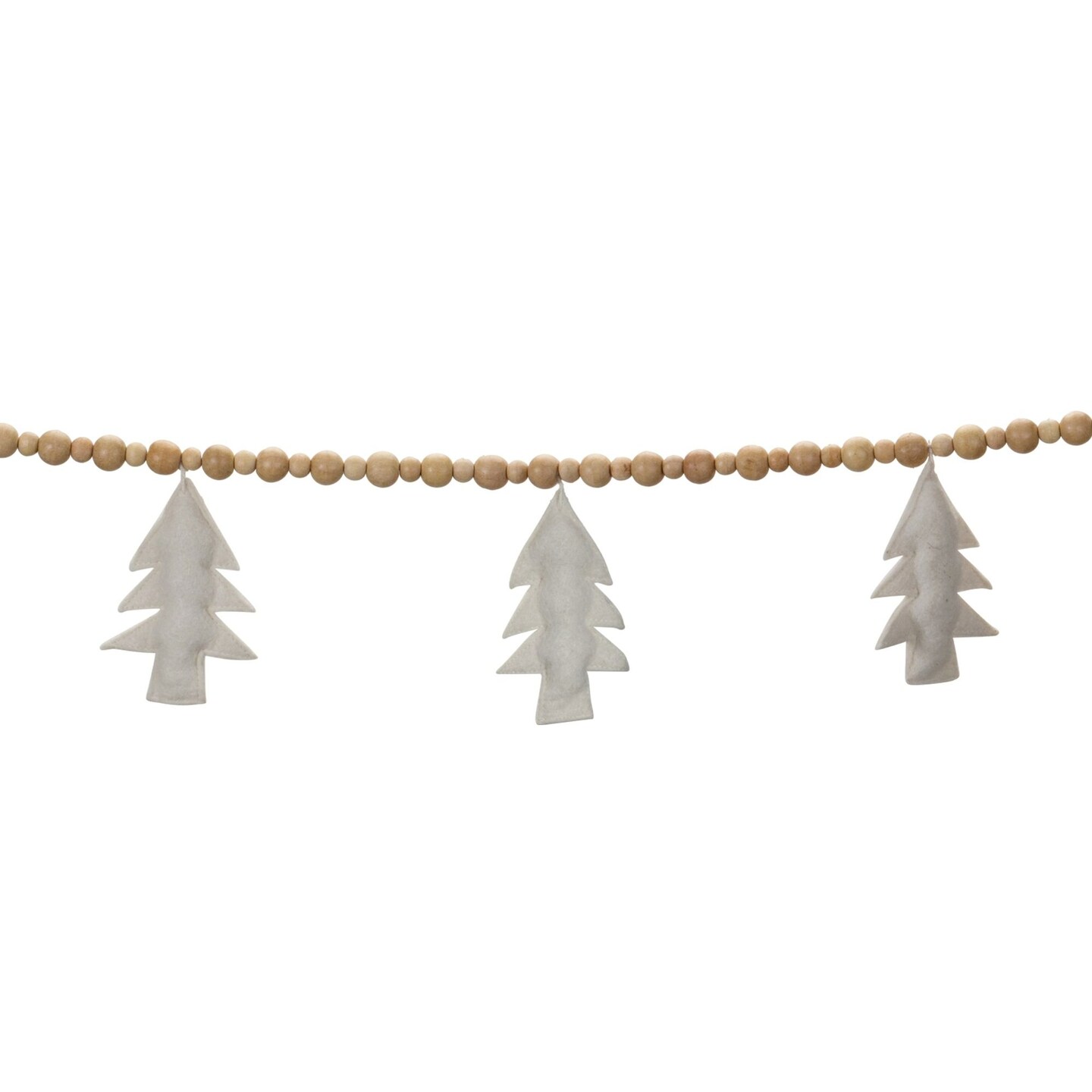 Melrose Wood Beaded Christmas Tree Garland - 6' x 5.5" - Unlit