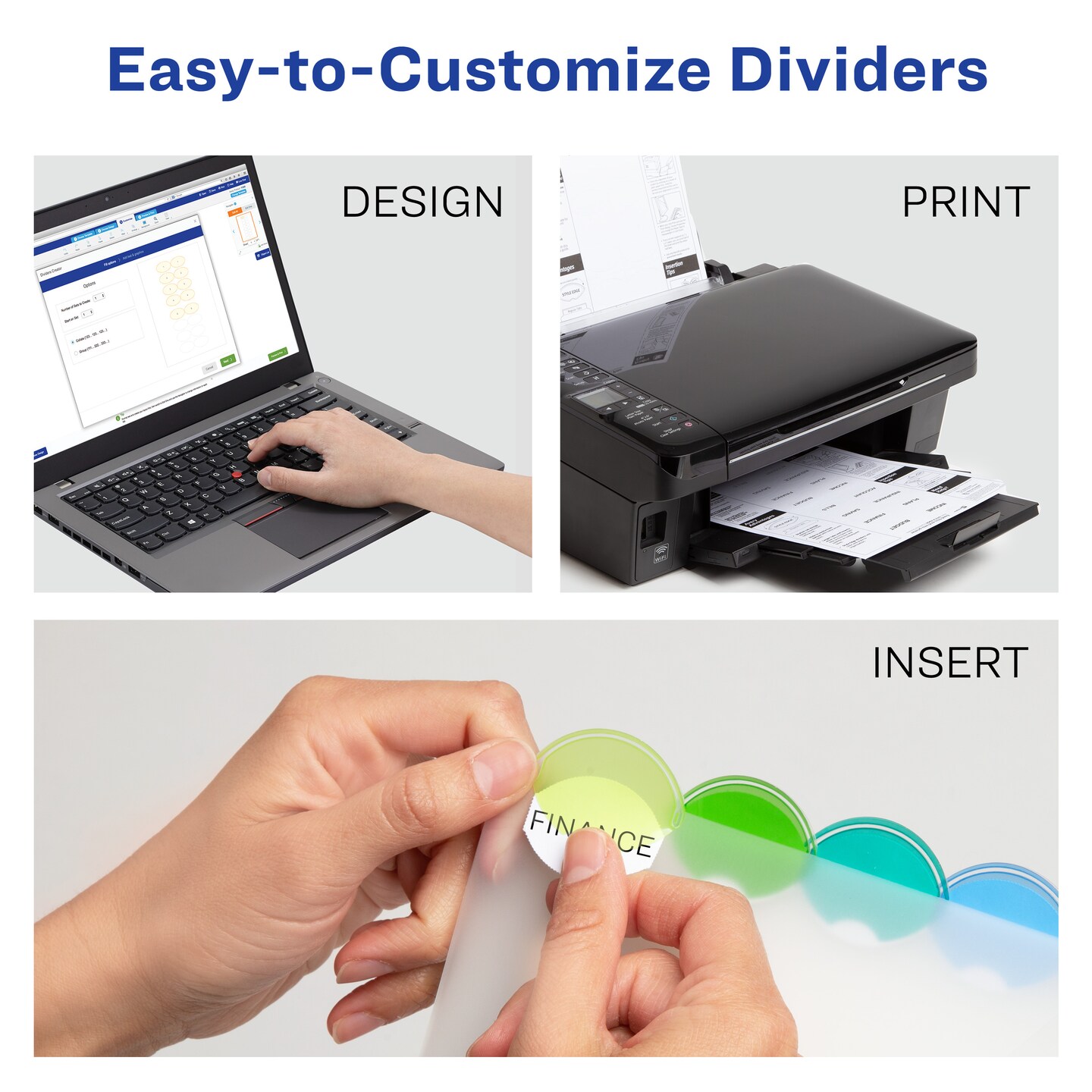 Avery 8-Tab Style Edge Dividers, Insertable Tabs, 2 Sets of 11201