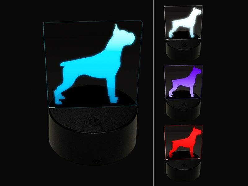 Boxer Dog Solid 3D Illusion LED Night Light Sign Nightstand Desk Lamp