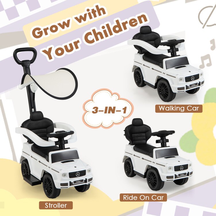 3 In 1 Ride on Push Car Mercedes Benz G350 Stroller Sliding Car with Canopy