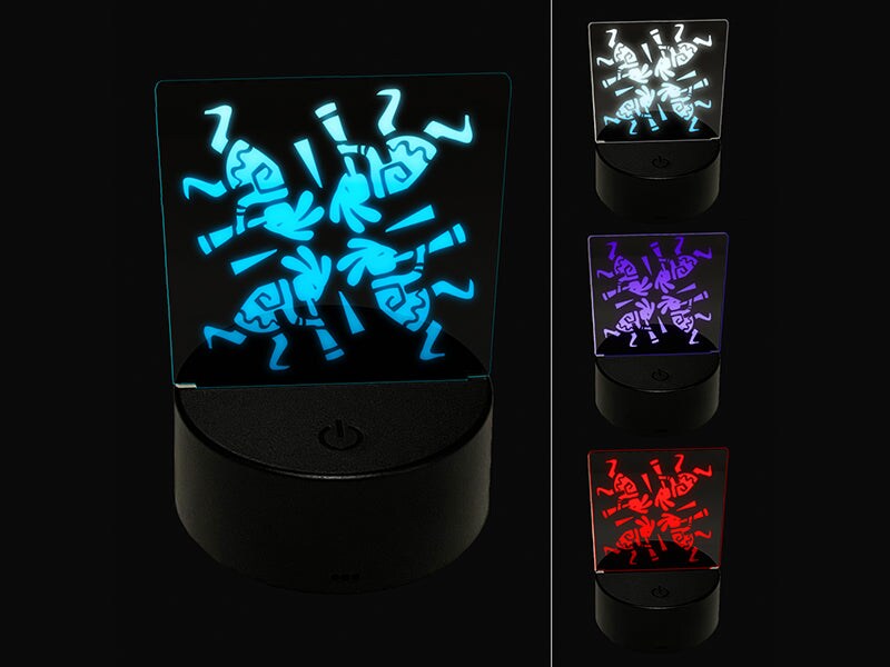 Kokopelli Circle Dancing Pattern Southwestern Fertility God 3D Illusion LED Night Light Sign Nightstand Desk Lamp