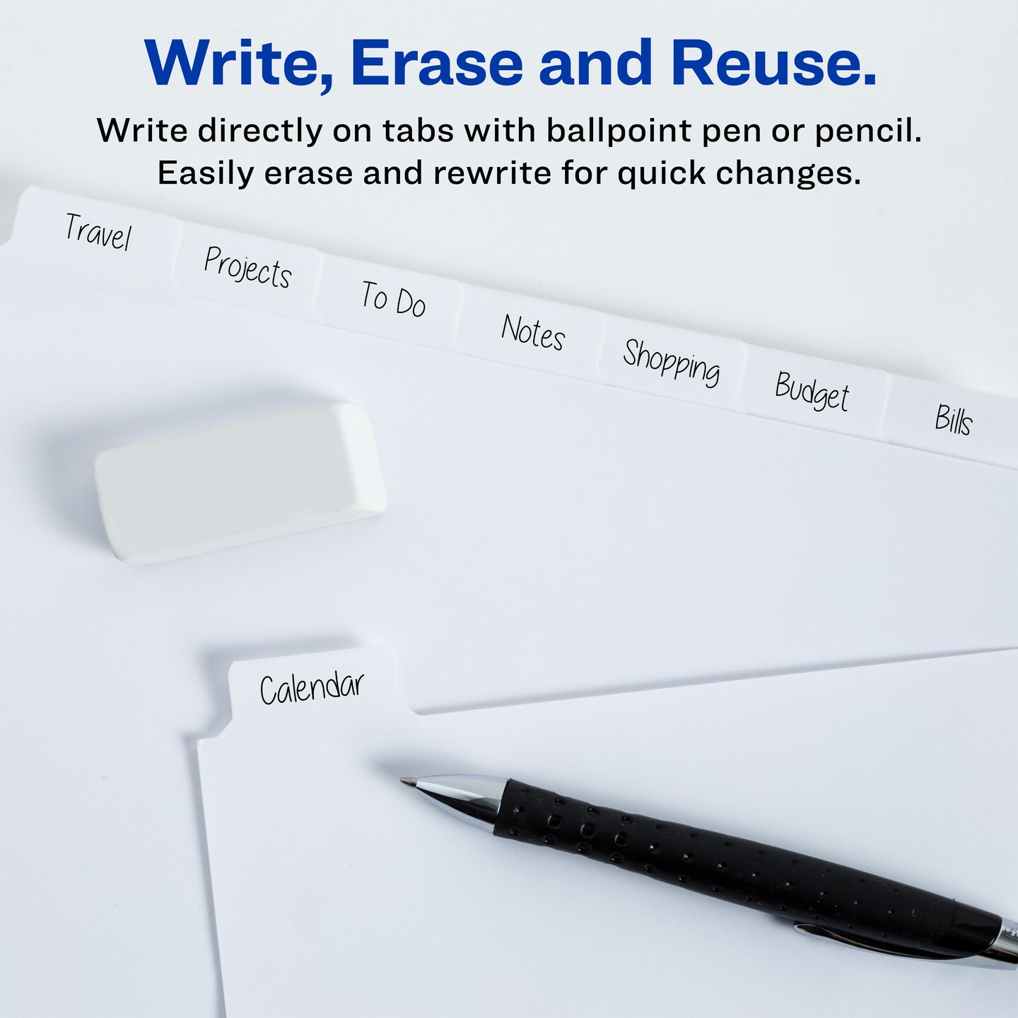 Avery Big Tab Write &#x26; Erase Dividers, 8 White Tabs, 1 Set (23078) - 48 Pack