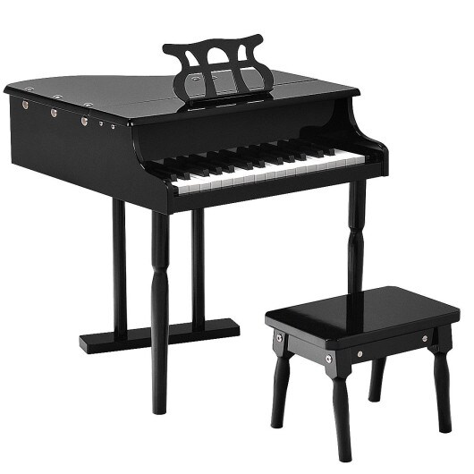 MDF and Birch Kids Classical Piano with Bench, Music Stand and Safe Design