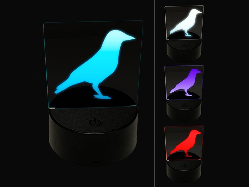 Crow Solid 3D Illusion LED Night Light Sign Nightstand Desk Lamp