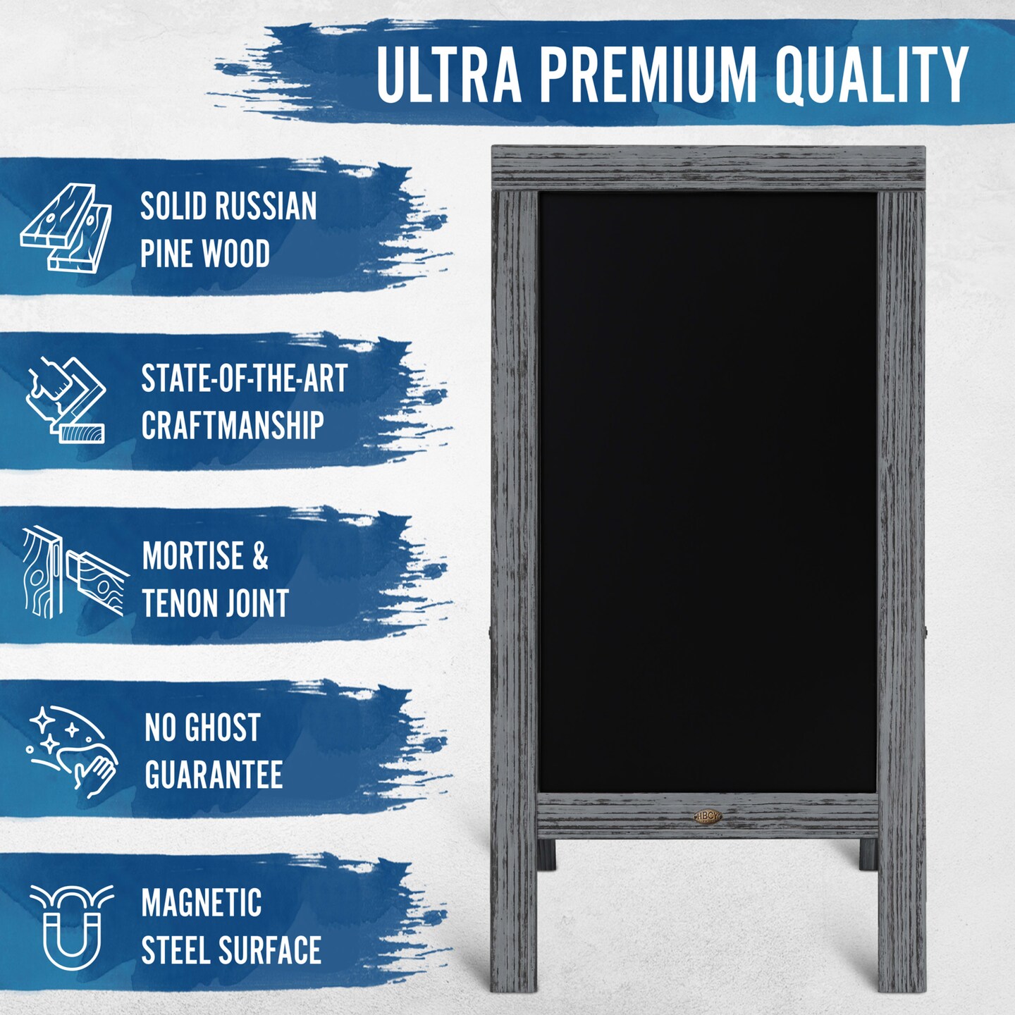 HBCY Creations Magnetic A-Frame Chalkboard Deluxe Set / 8 Chalk Markers + 10 Stencils + 2 Magnets Outdoor Sidewalk Chalkboard Sign / Large 48&#x22; x 24&#x22;
