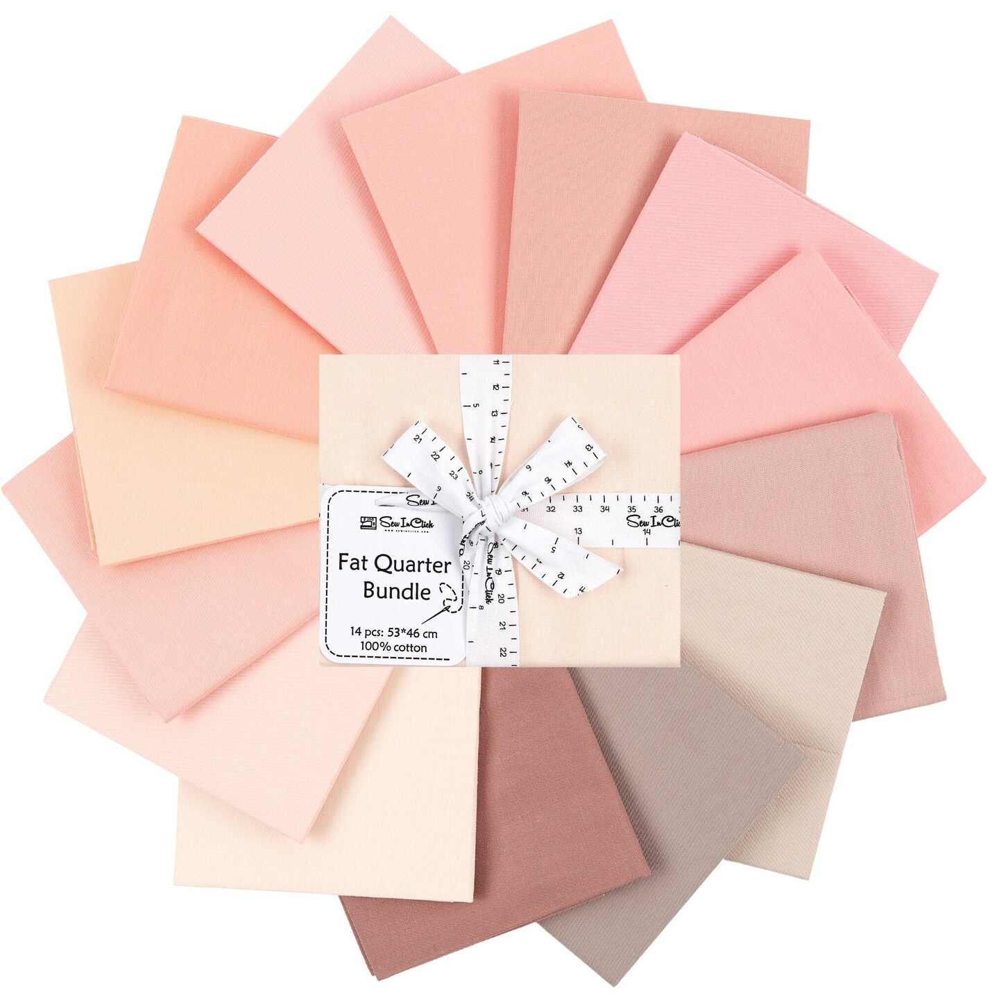 Fat Quarter Bundle -100% Cotton | Pure Solids | Soft Pinks l Mix - 14 Colors | Quilting & Crafting Soft Fabric | Special Gift Set