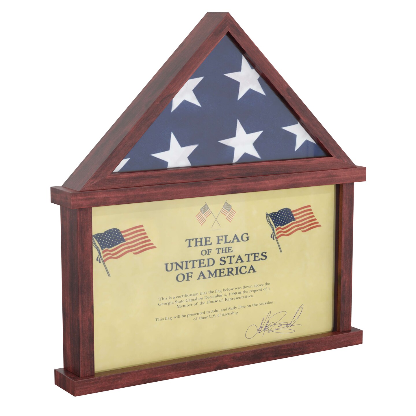 HBCY Creations Memorial Flag, Certificate And Shadow Box Display Case Small - Solid Wood