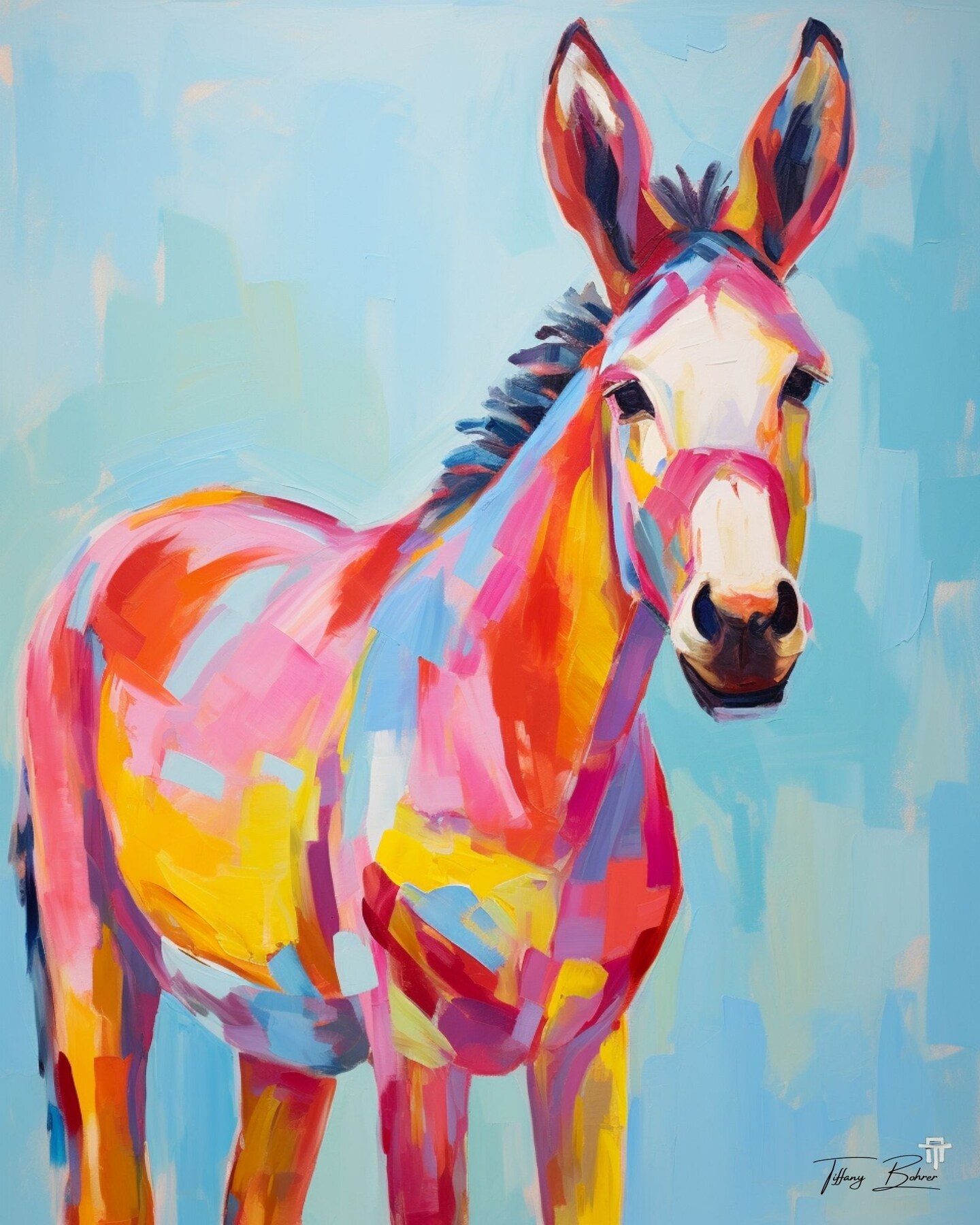 Donkey, donkey painting, donkey art, donkey print, equine art, animal painting, wall art, Giclee print, popular fine art print