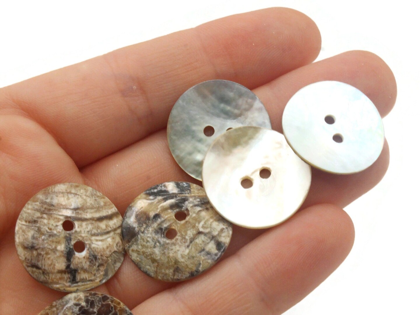 15 20mm Mother of Pearl Natural Shell Round Two Hole Buttons