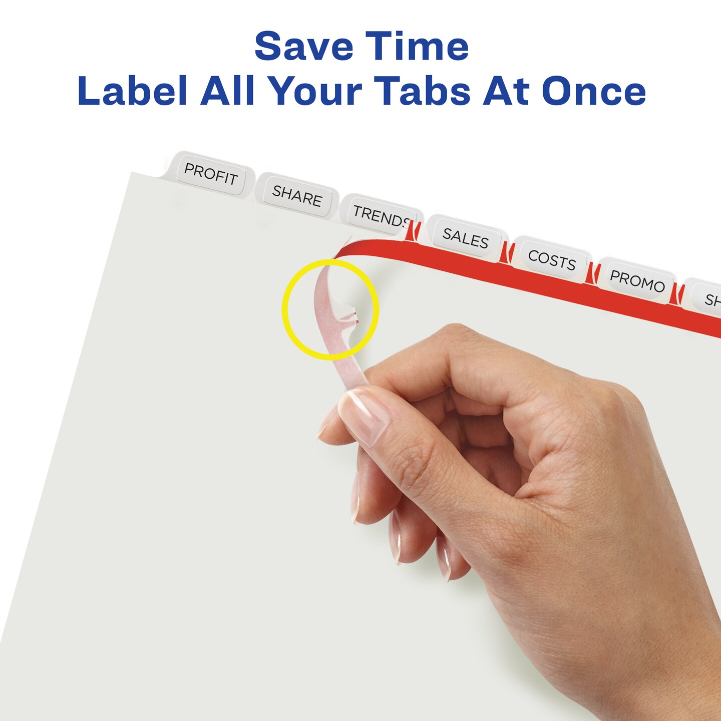 Avery 8 Tab Dividers for 3 Ring Binder, Easy Print &#x26; Apply Clear Label Strip for Copiers, Index Maker Customizable White Tabs, 5 Sets (11422)