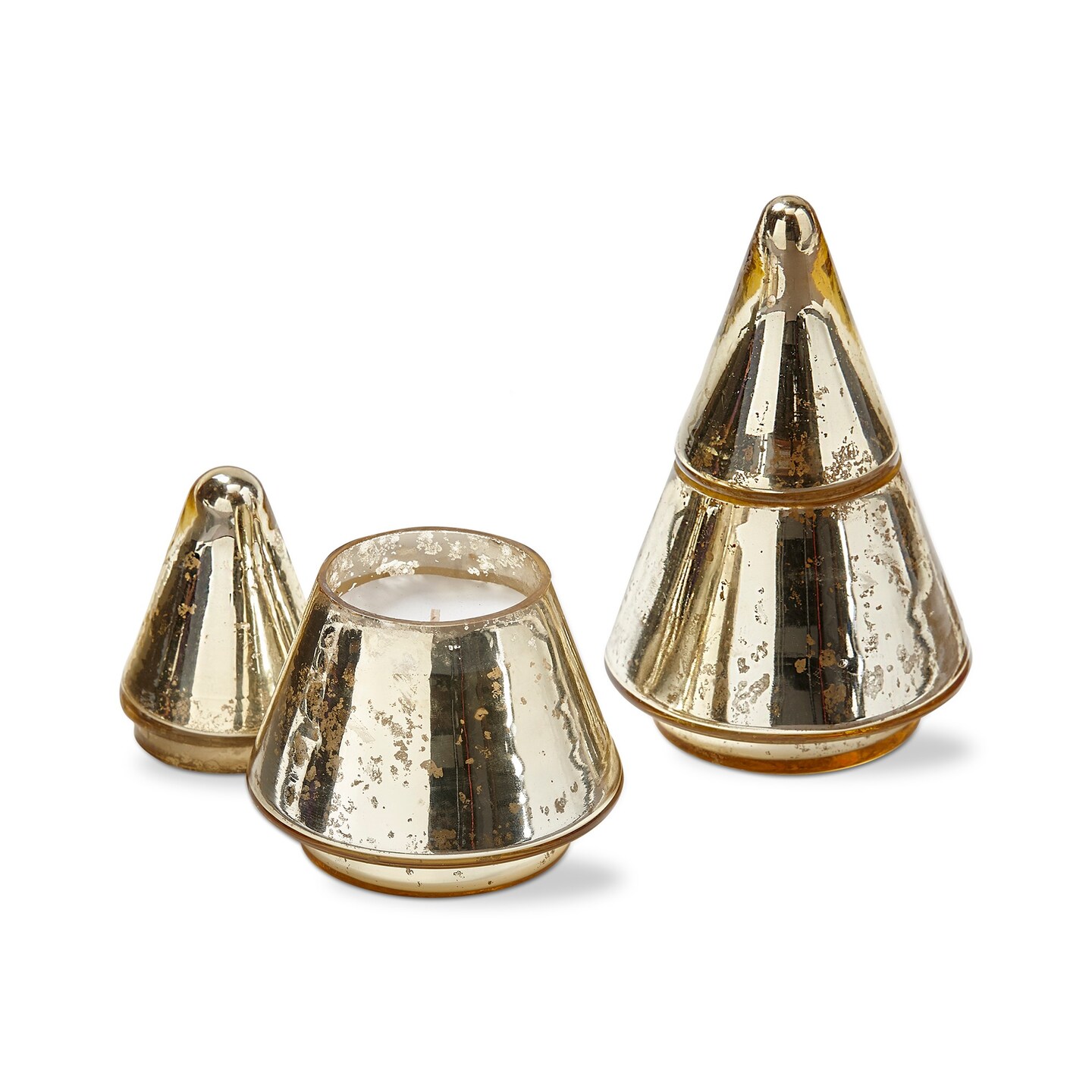 Mercury Glass Gold Christmas Tree Scented Soy Wax Blend Candle with Lid 3.0L x 3.0W X5.0H inches Burn Time 25 Hours