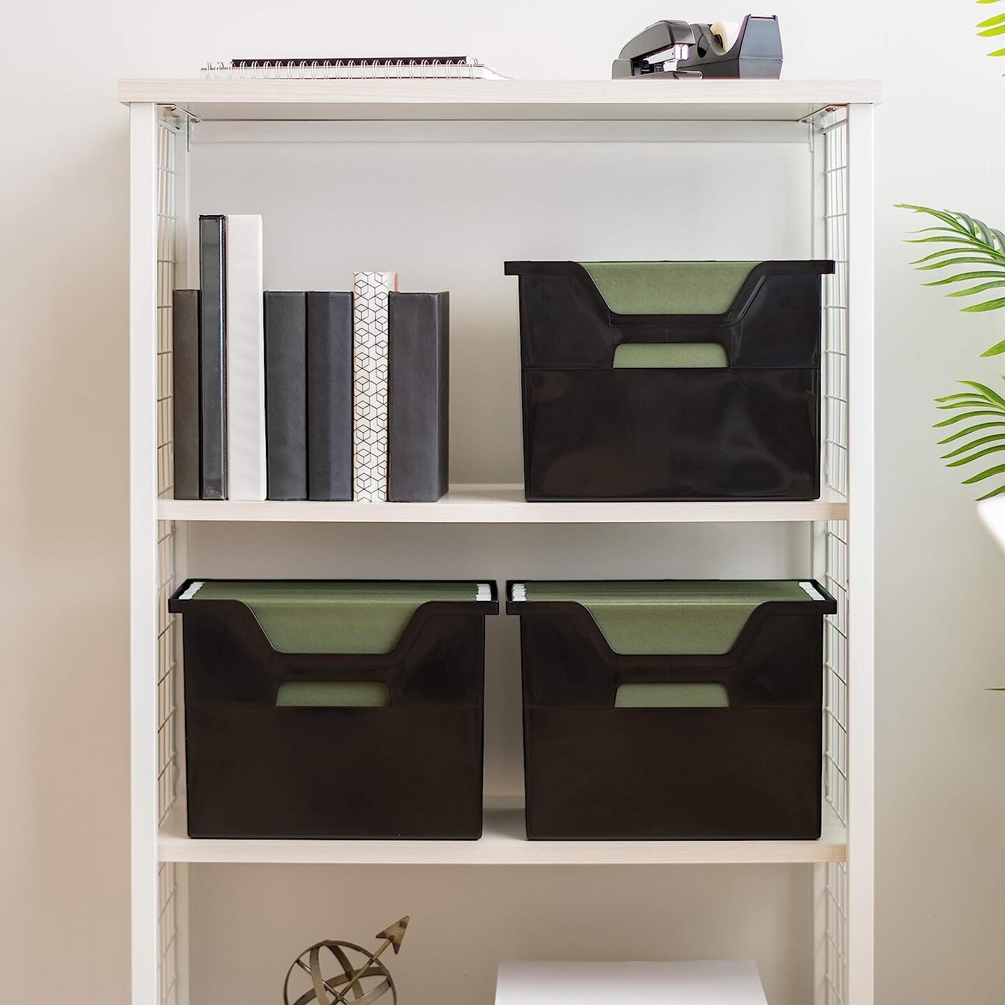 IRIS USA Hanging Plastic Desktop File Box Folders, Letter Size, Magazine File