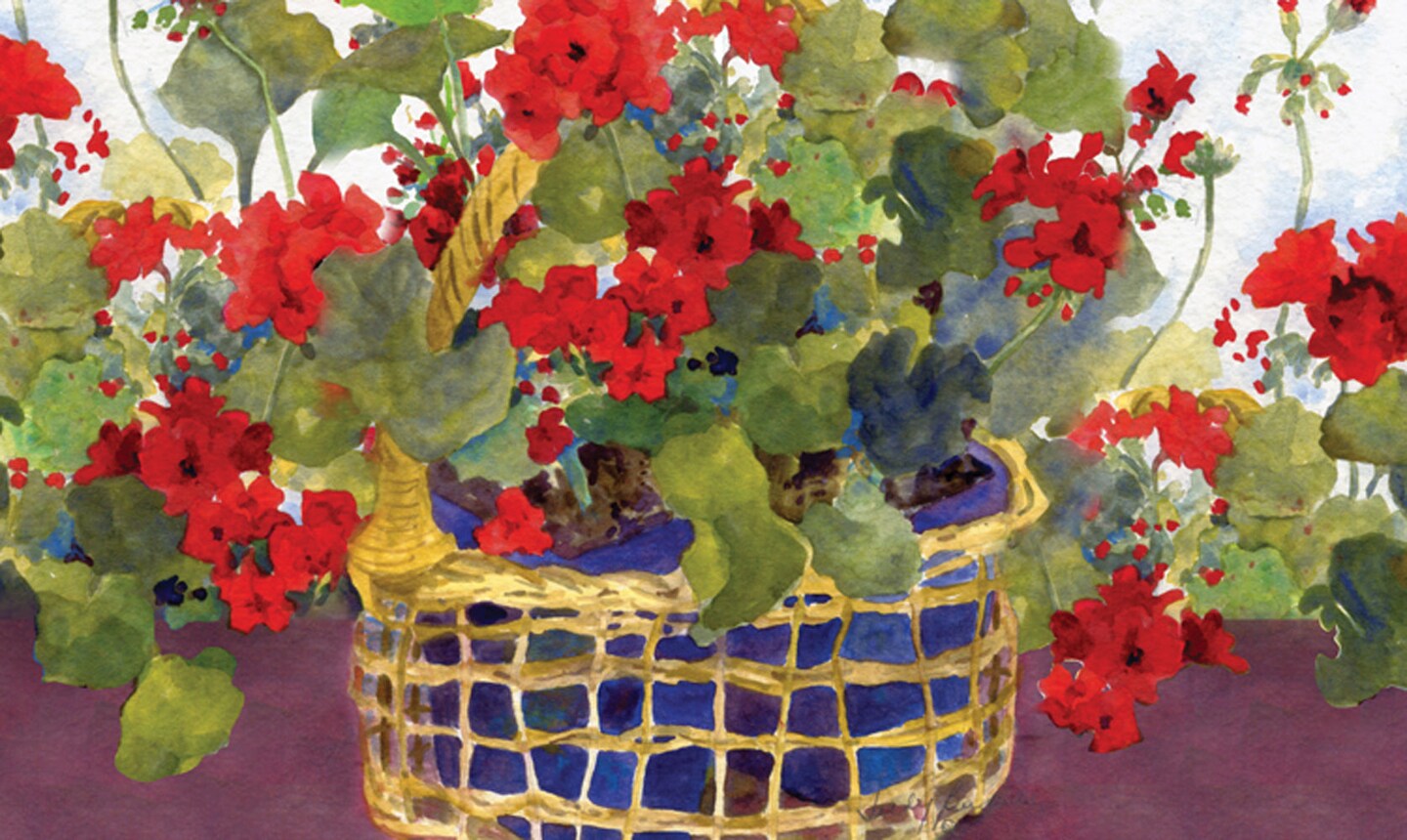 Geranium Basket Door Mat (18 x 30&#x22;)
