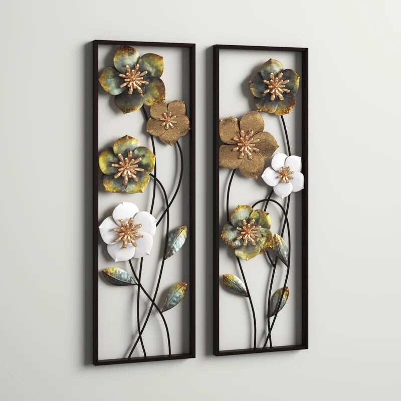 Handmade Traditional Plants &#x26; Flowers Wall Decor on Metal