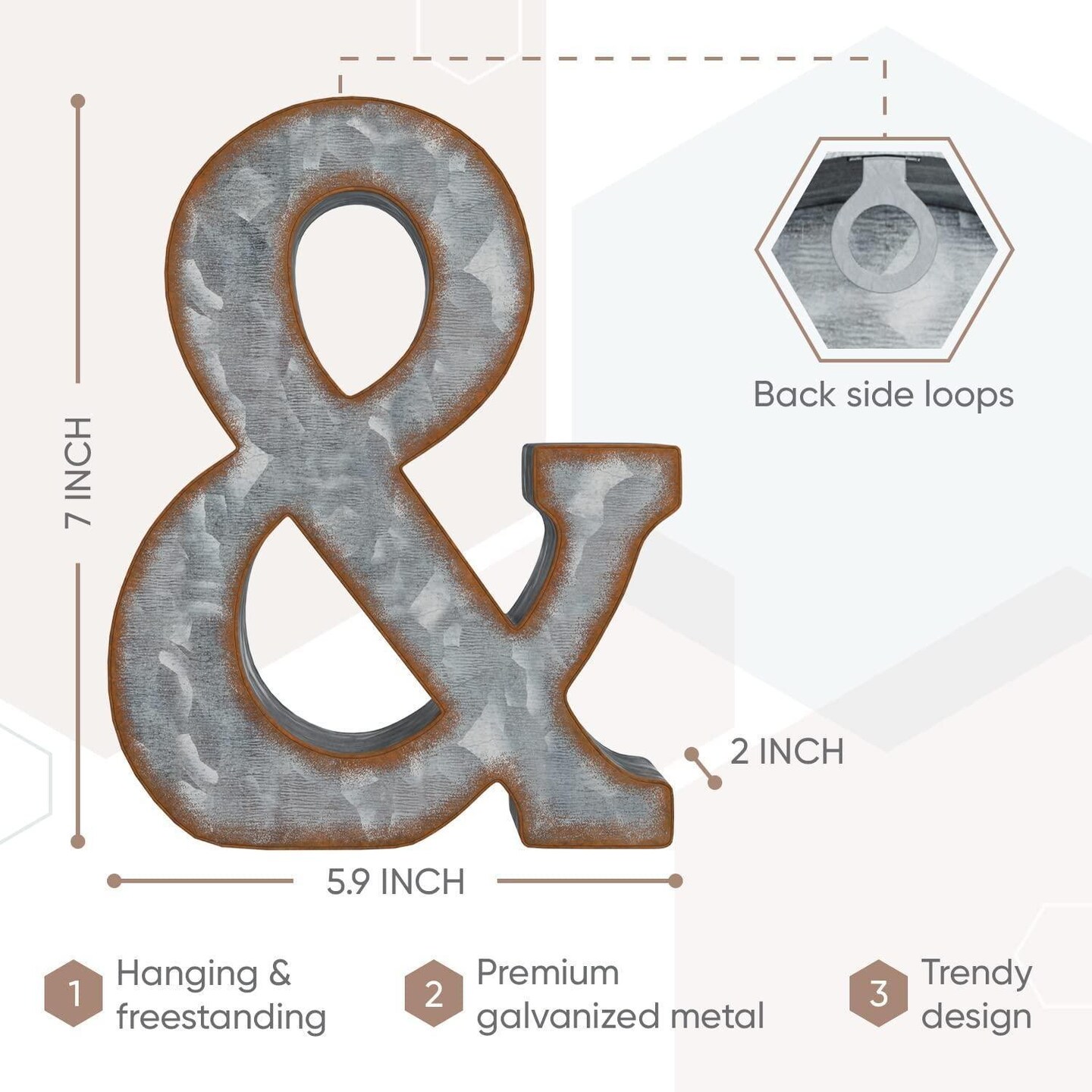 Galvanized Metal Letters for Wall Decor   3D Letter &#x26; for Hanging or Freestanding   Unique Blend of Rustic Vintage Western and Industrial Styles   Fits for Living Room Lobby Kitchen Bedroom Decoration