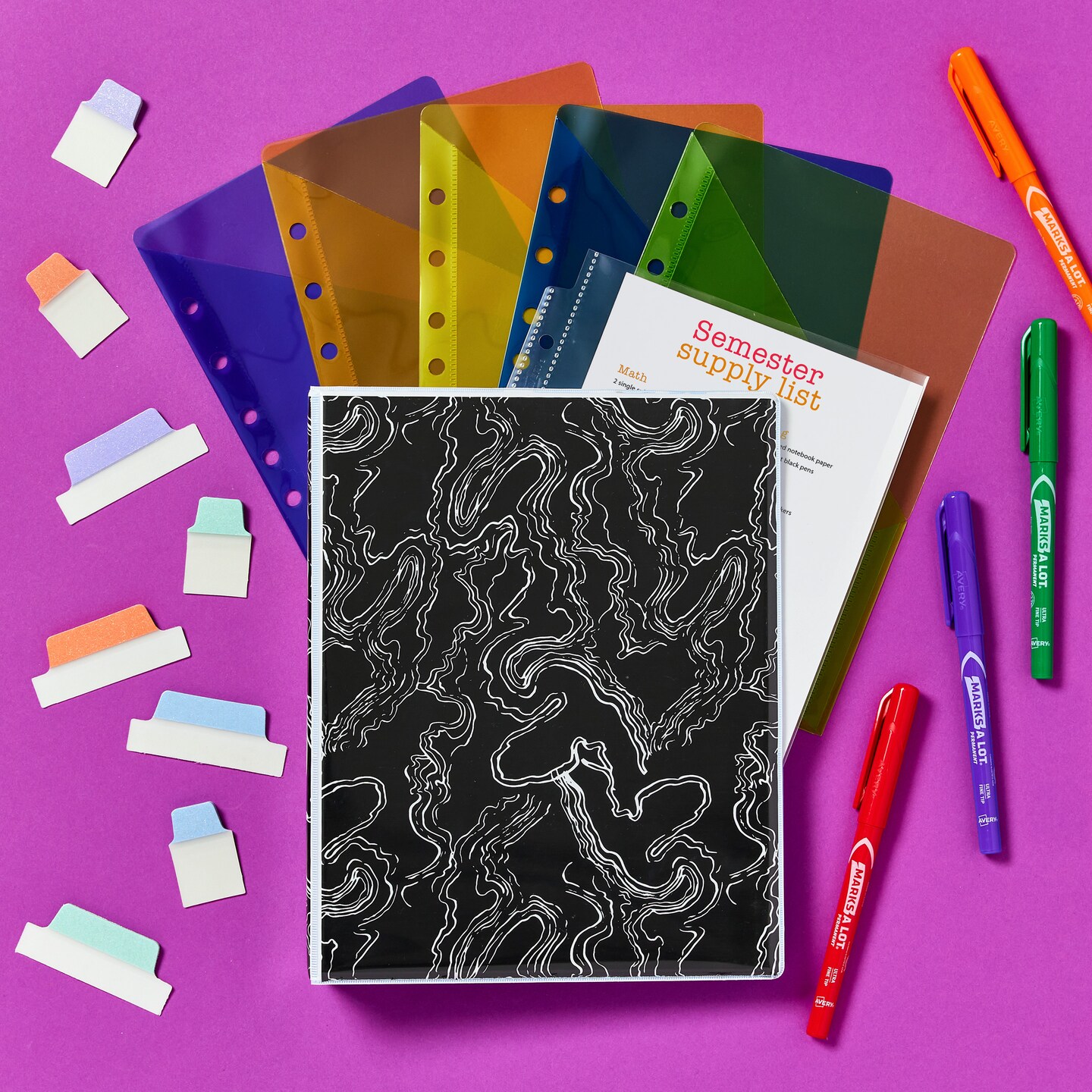 Avery Mini Binder, 5.5" x 8.5", 1 Inch Round Rings, Black and White Marble, 1 Mini 3 Ring Binder (18711)