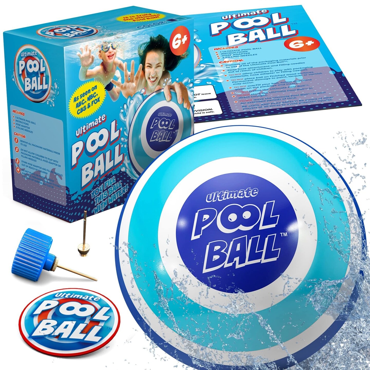 Activ Life The Ultimate Pool Ball - Fill It with Water to Play Underwater Games! Best Pool Toys for Kids Ages 8-12 - Fun Summer Toy for Boys &#x26; Gift Ideas for 6, 7, 9, 10 &#x26; 11 Year Old Girls &#x26; Teens