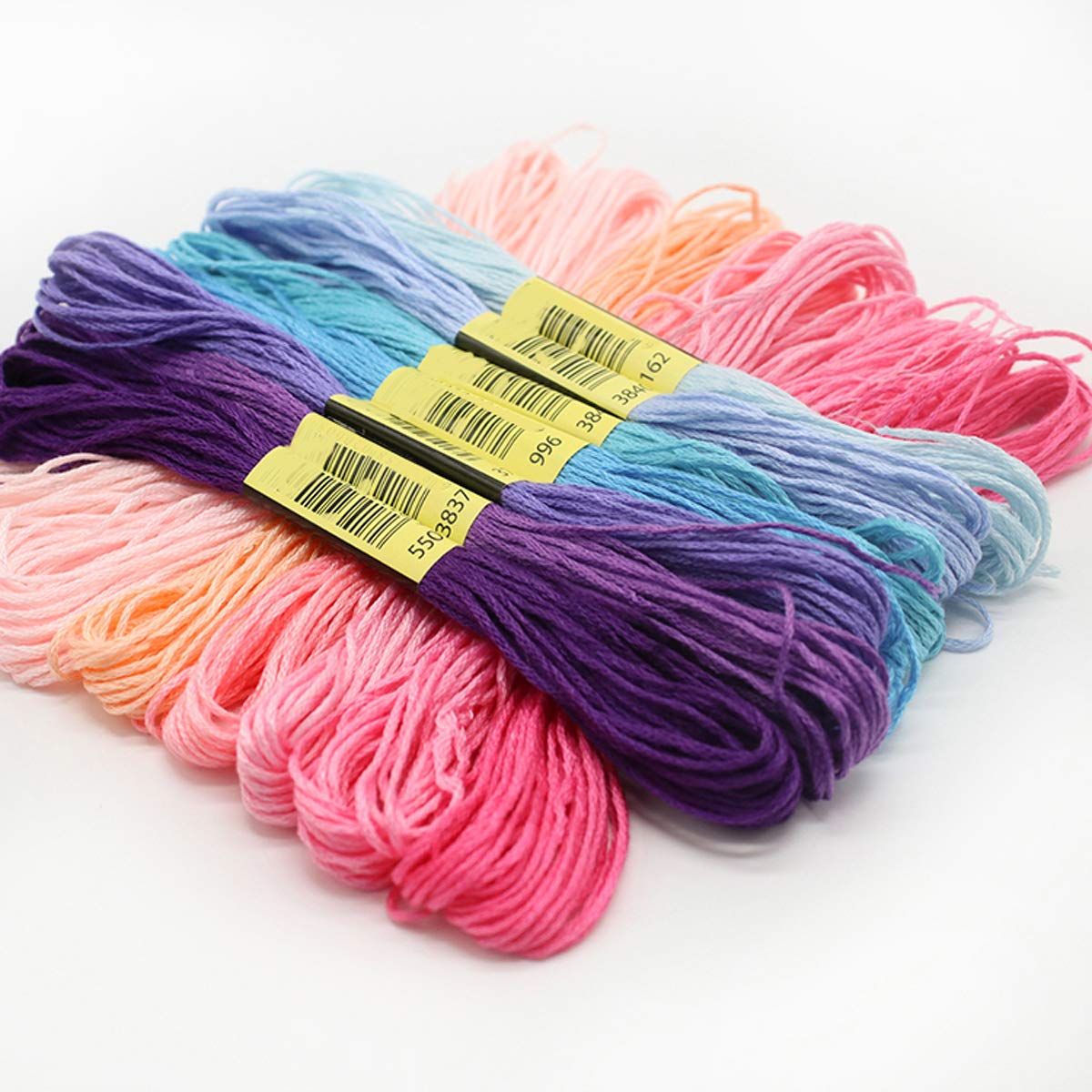 50 Pieces Skeins Rainbow Color Embroidery Floss Cross Stitch Embroidery Thread Cotton Floss Bracelet Yarn, Craft Floss