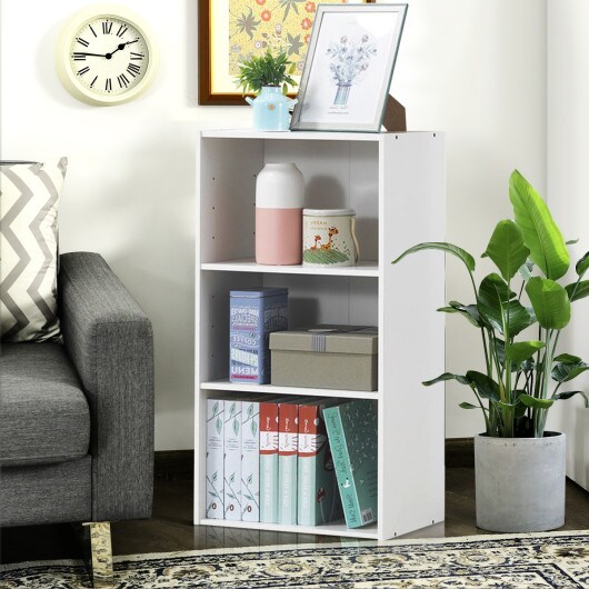 3-Tier Open Cube Bookshelf with Customizable Shelves Living Room Storage