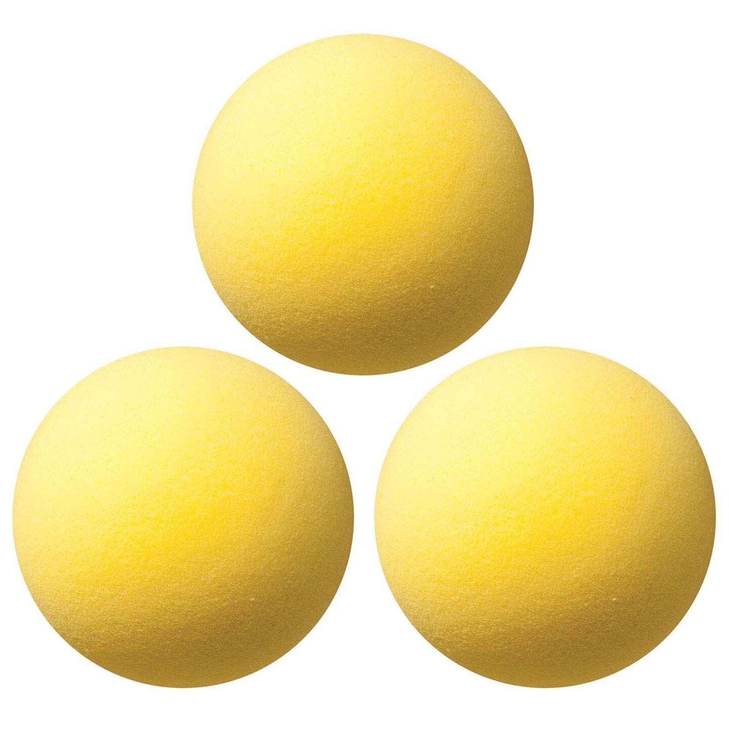 Uncoated Regular Density Foam Ball, 7&#x22;, Yellow, Pack of 3