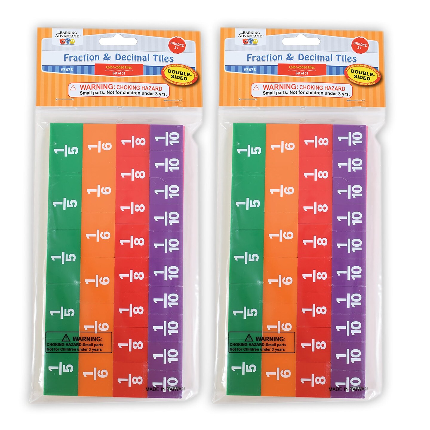 Fraction/Decimal Tiles - 51 Per Set - 2 Sets