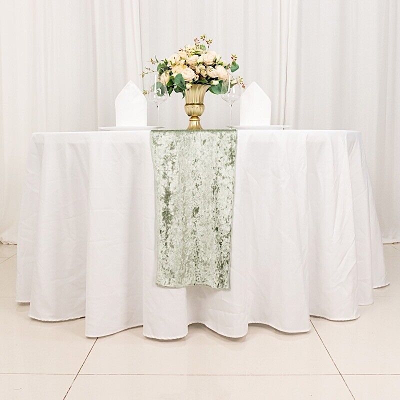 12"x108" SAGE GREEN Premium Crushed Velvet TABLE RUNNER