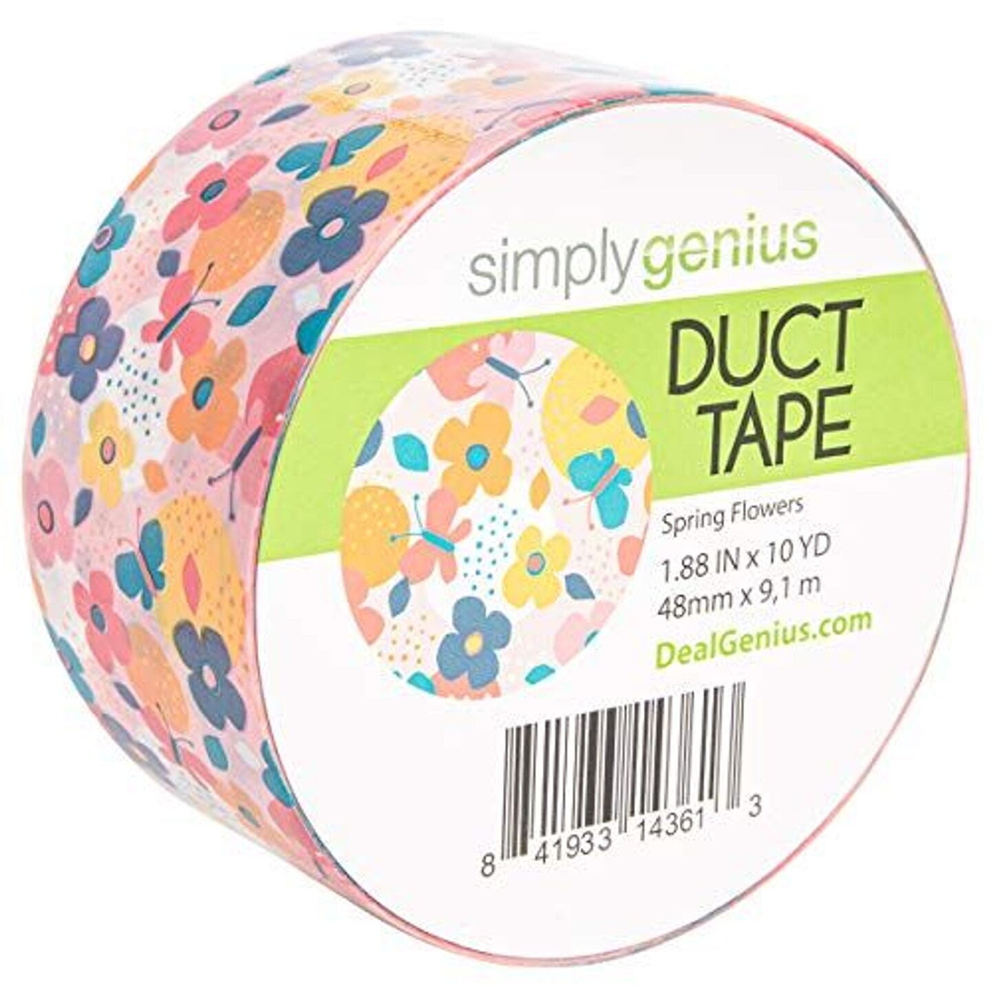 Simply Genius (Single Roll) Patterned Duct Tape Roll Craft Supplies For Adults Colored Duct Tape Colors, Spring Flowers