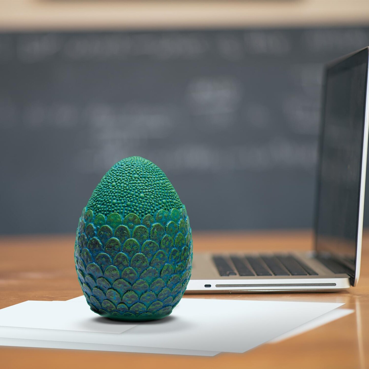 Dragon Egg Paperweight Replica | Solid Resin 4.5-Inch | Fleece Pouch | Blue