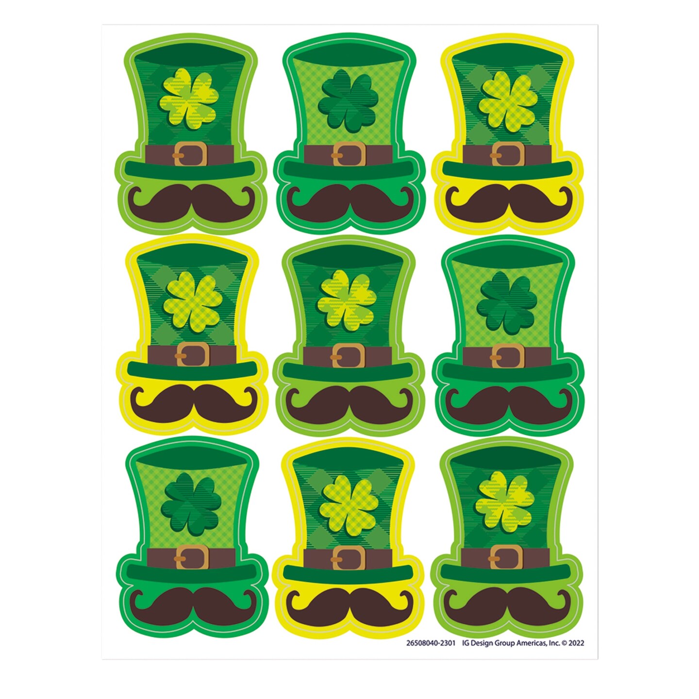 St. Pat&#x27;s Hats Giant Stickers, 36 Per Pack, 12 Packs