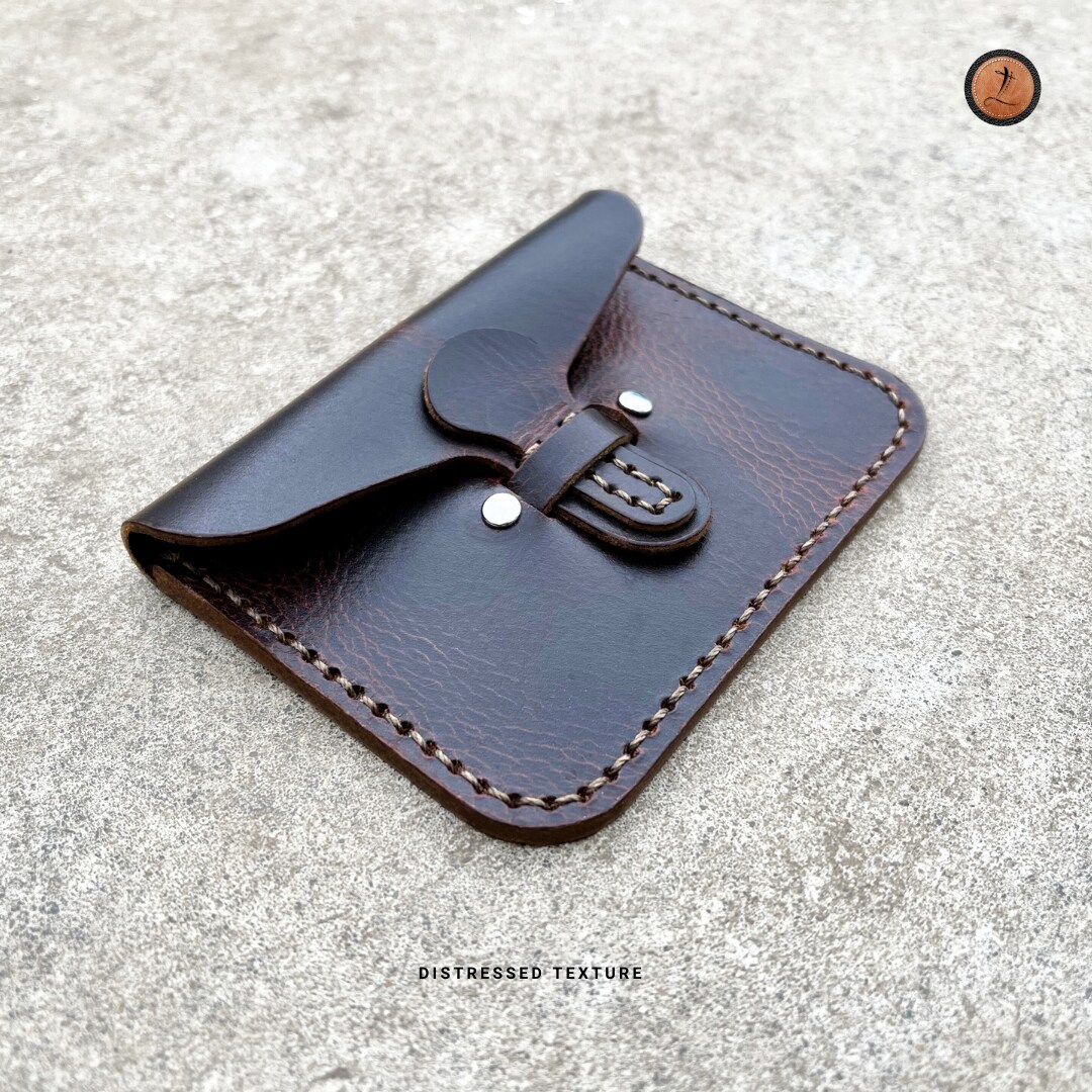 Handmade Leather Card Holder, Italian Waxed Leather Wallet, Custom