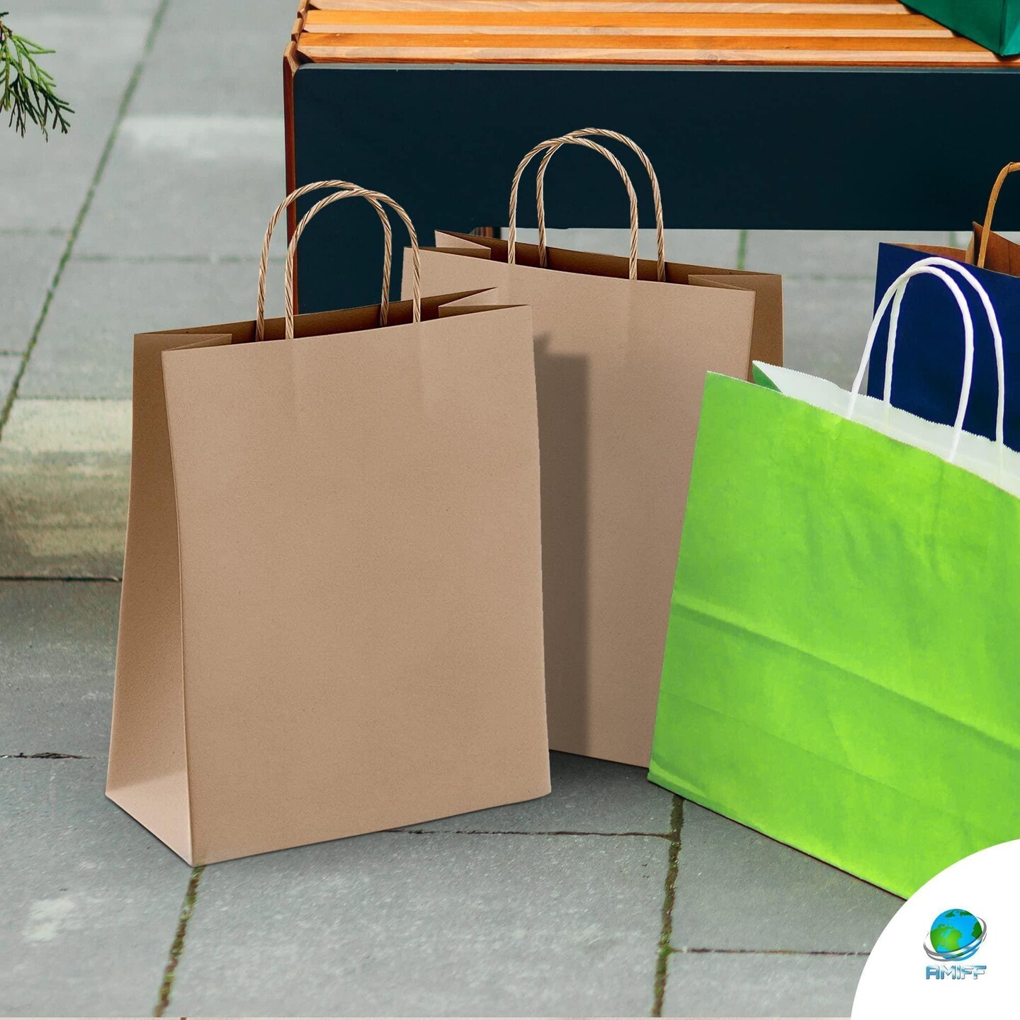 Brown Shopping Bags 5.25 x 3.75 x 8 Pack of 50 Brown Paper Bags with Handles Bulk 150 GSM Brown Gift Bags with Handles Bulk Brown Bags with Handles Bulk Brown Kraft Bags with Handles