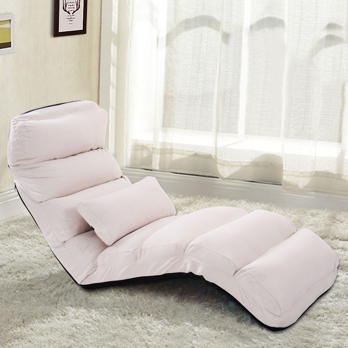 Folding Lazy Sofa Chair Stylish Sofa Couch Beds Lounge Chair With Pillow